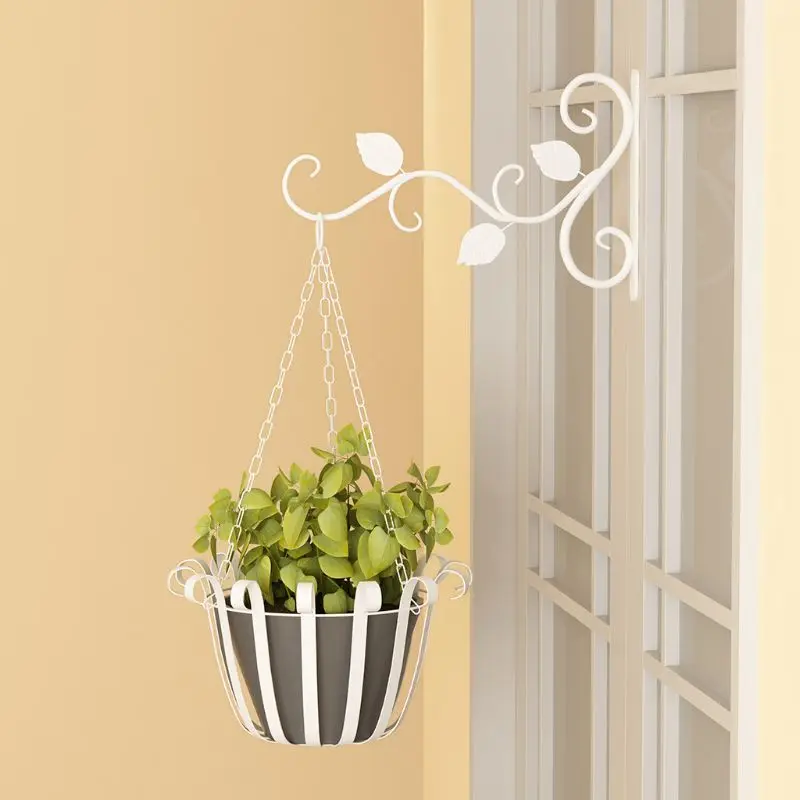 European Style Wall Hanging Flower Pot Support Bracket Hook Iron Hanger Plants Holder Balcony Home Decoration