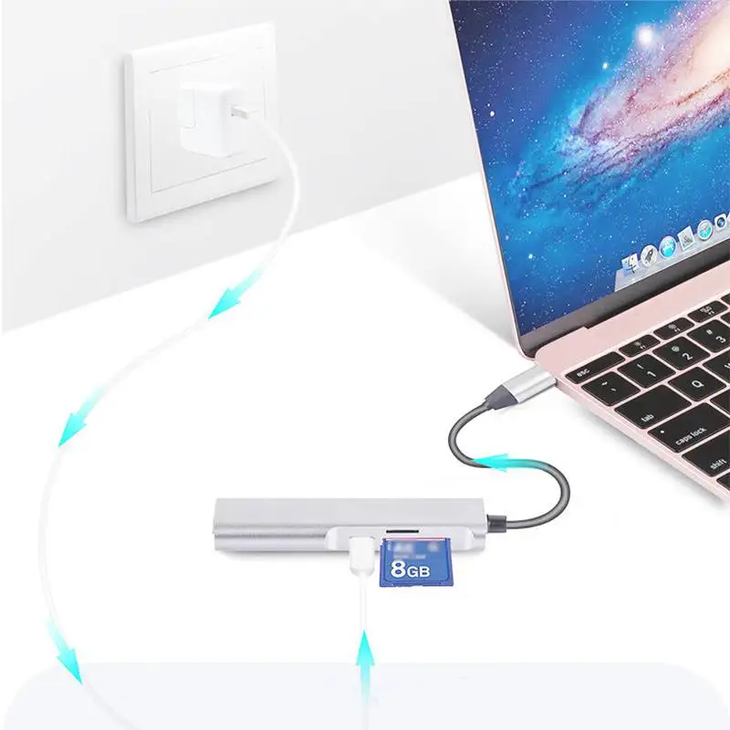 Многофункциональный алюминиевый USB C концентратор HDMI Тип C концентратор 3,0 сплиттер адаптер TF Micro SD кардридер для imac для Macbook pro