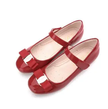 Кожаная обувь для девочек; детская Свадебная обувь; школьная обувь принцессы; детская летняя обувь с бантом; черная обувь на плоской подошве для учащихся; модная AH-F001 - Цвет: red