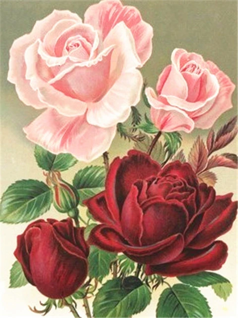 pink rose 3133 AZQSD алмазная вышивка розы крестиком 5D алмазная мозаика цветы рукоделие картина стразами декор для дома подарок - Цвет: pink rose 3133