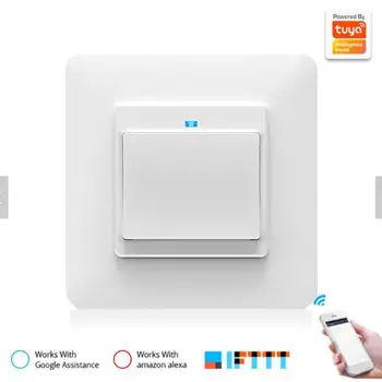 

1/2/3 Gangs Wireless WiFi Button Light Control Switch APP Remote Hands Free Voice Control EU Plug for Amazon Alexa/Google Home