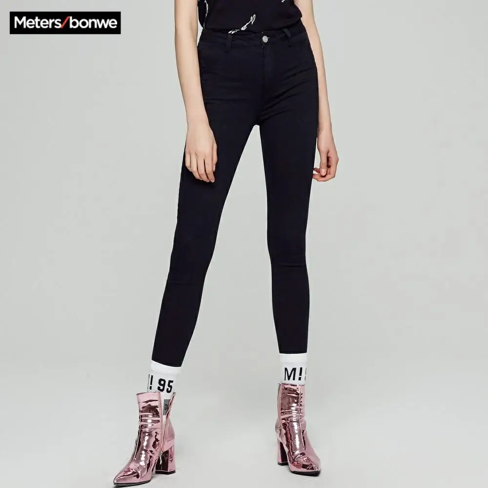 Metersbonwe узкие джинсы для женщин мягкие базовый простой дизайн однотонные