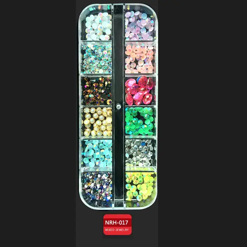 1 Box Nail Art Decorations Nail Rhinestones Mixed Colors AB Crystal Strass 3D Charm Gems DIY Rivet nails Manicure Accessories - Цвет: 017