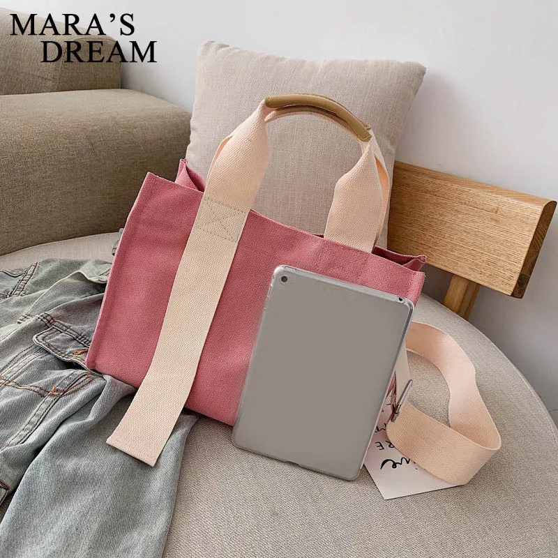 Mara's Dream новая Холщовая Сумка женская однотонная сумка на плечо Большая вместительная Студенческая эффектная сумочка