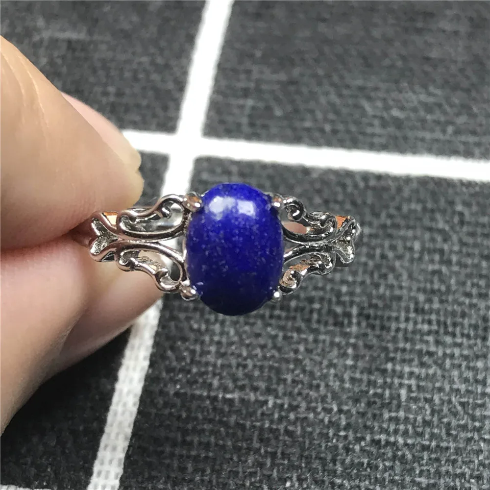 

100% Natural Royal Blue Lapis Lazuli Ring For Woman Man Crystal Gift 8x6mm Oval Beads Gemstone Adjustable Ring Jewelry AAAAA