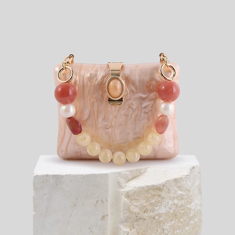 Acrylic Beads Handheld Chain Retro Personality Wave Pattern Clutch | Багаж и сумки