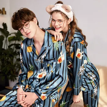 

Spring Summer Lovers Pajamas Female Male Leisurewear Suit Pigiama Uomo Pijama Masculino Ropa Hombre Dormir Tops Bathrobe