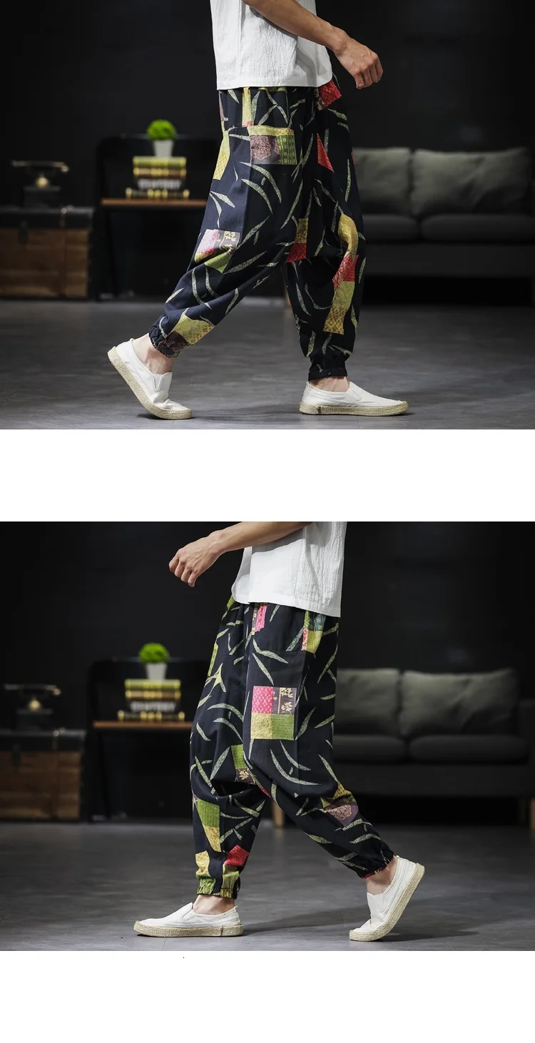 RUIHUO National Style Cross-Pants Men Japanese Streetwear Pants Men Fashion Joggers Men Pants Sweatpants Hip Hop 5XL Autumn