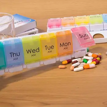 

14 Grids Weekly Storage Pill 7 Day Medicine Tray Vitamin Tablet Case Box Organizer