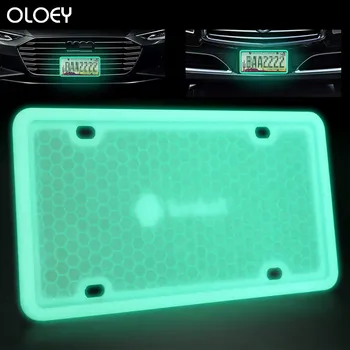

Glow License Plate Frame Silicone Rust Rattle Proof Weather Shock proof for Automotive bling License Plate Frame Fluorescence