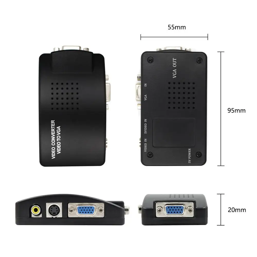 AV2VGA S-video Композитный RCA видео конвертер коробка AV RCA CVBS к VGA видео конвертер для ПК HDTV конвертер AV2VGA S-video Композитный RCA видео конвертер коробка AV RCA CVBS к VGA видео конвертер для ПК HDTV конвертер