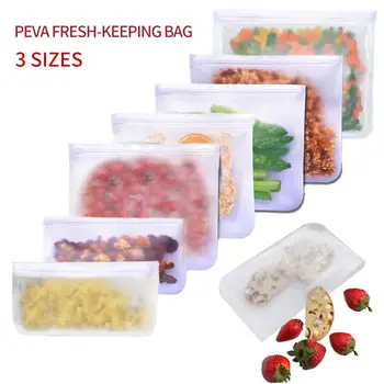 

Sturdy Silicone Storage Bag 12pcs Refrigerator Freezing Food Grade PEVA Reusable Storage Bags Durable Family Kitchen