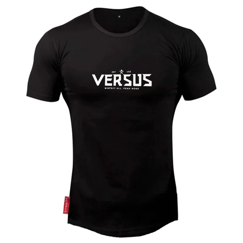 Summer New mens t shirt Fitness Bodybuilding Fashion Casual Joggers short sleeve cotton Printing Tee Tight Tops gyms clothing