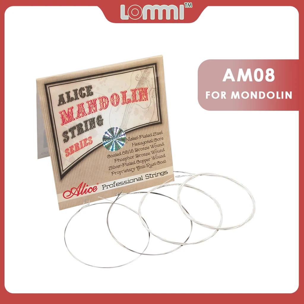 

LOMMI AM08 Mandolin Strings Nickel-plated Steel Hexagonal Core Coated 85/15 Bronze Wound .010 .014 .024 .034 Mandolin Accessory