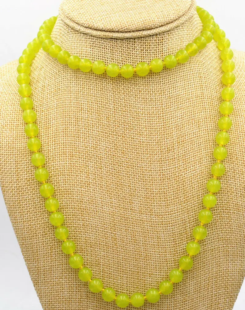 new Fine natural 6mm peridot beads jade Gemstone Necklace 32 