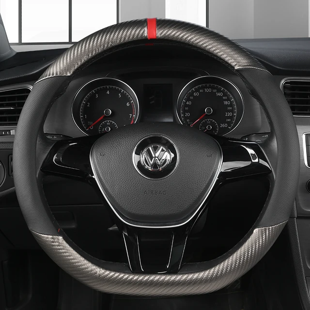 Carbon Fibre+Leather Car Steering Wheel Cover For VW GOLF 7 2015 POLO JATTA Passat Tiguan For Nissan Qashqai J11 X-trail T32 GREY D TYPE