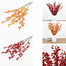 Искусственный цветок, ягоды, искусственные красные ягоды, рождественский цветок, новогодний декор, дерево, искусственная ягода, Рождественское украшение для дома