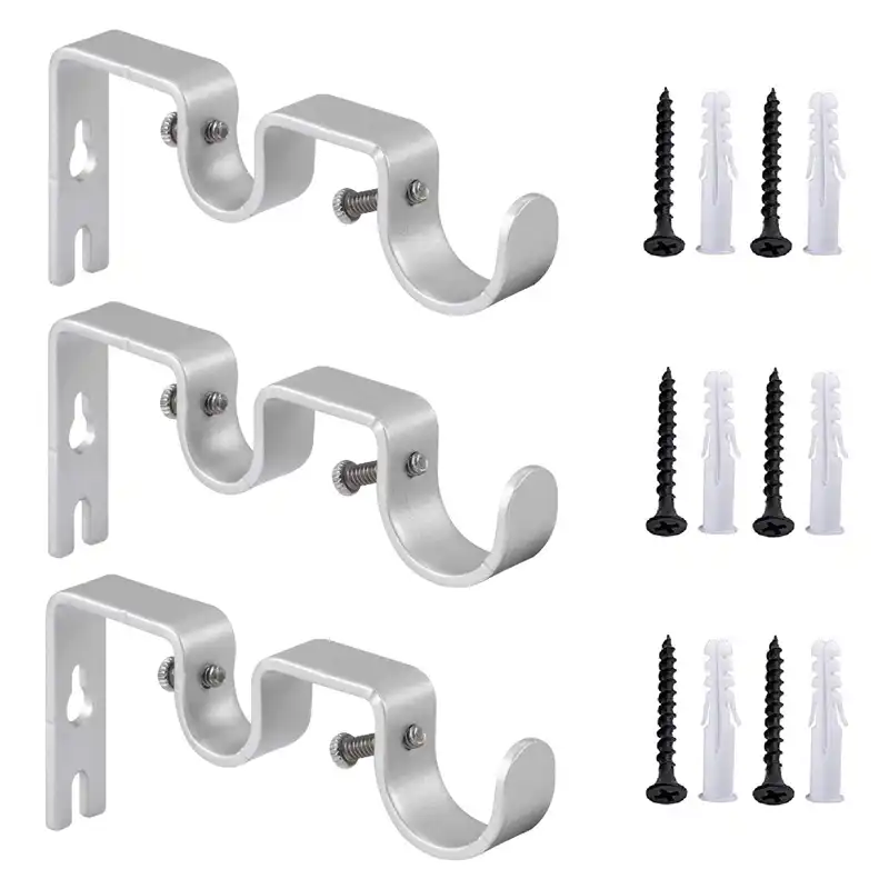 3 unids set de soportes de varillas para cortina soportes de doble varilla resistentes soportes de pared de barra de cortina de metal duraderos con