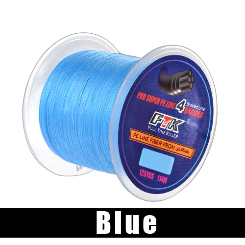 FTK 114M PE Braided Wire Fishing Line 125Yards 4 Strands 0.10mm0.40mm
