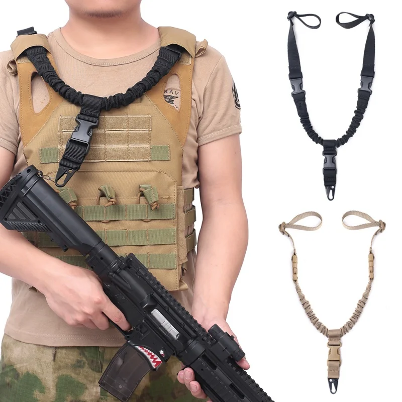Регулируемый стрельба(Тактический) слинг одноточечный быстросъемный Банджи винтовка плечевой ремень Охота Starp Веревка безопасности 9