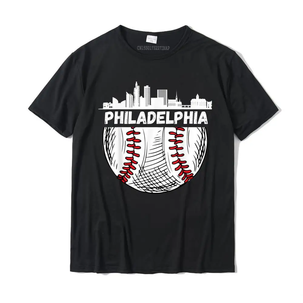 Design Tops Tees Cute Round Collar Printed Short Sleeve Pure Cotton Mens T Shirts Normal T Shirt Free Shipping Vintage Philadelphia Baseball Skyline Philadelphia Baseball T-Shirt__26227 black