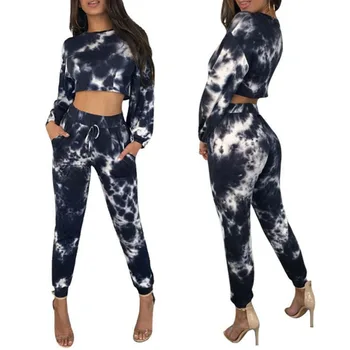 

Women's Casual Sets Womens Tie-Dye Set Loose Sportswear Household Clothing Summer Long Sleeve Ladies Suits