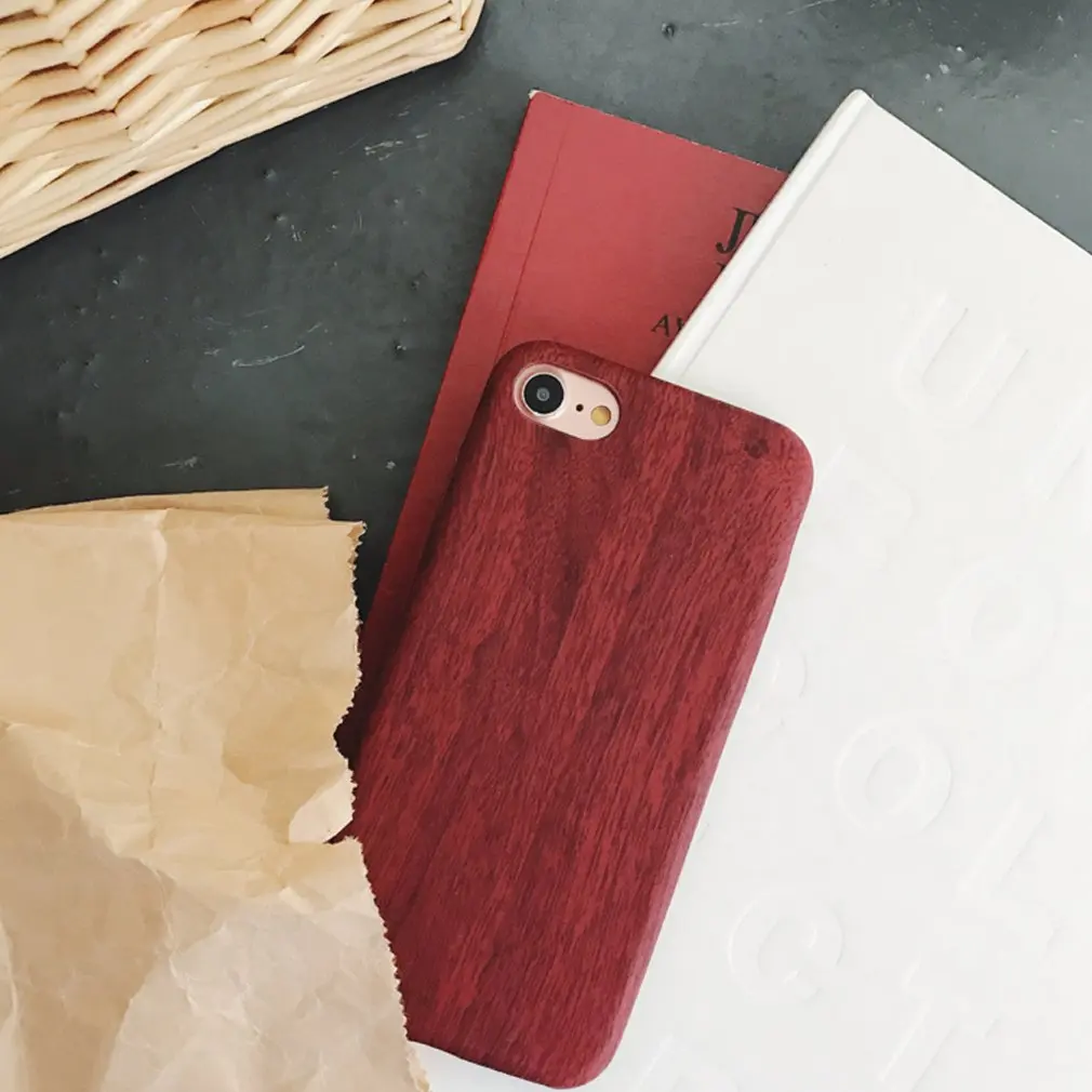 

Super Slim Mobile Phone Protective Case Durable Wood PU Leather Case Protective Cover for Iphone Series Half-wrapped Case Plain