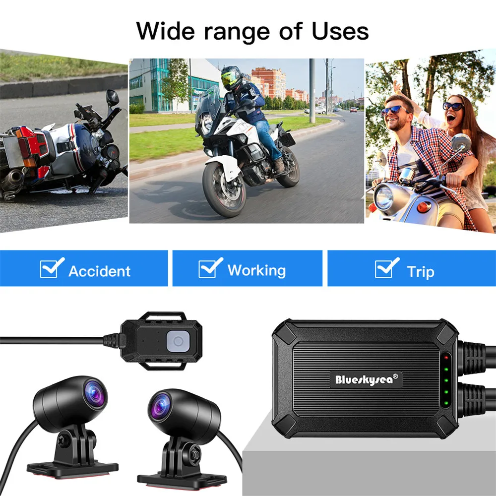 Blueskysea B1M Moto rcycle видеорегистратор FHD 1080P двойной DVR WiFi GPS камера без экрана