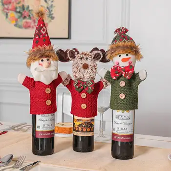 

Santa Claus Snowman Elk Wine Bottle Cover 2020 Christmas Decor For Home Merry Christmas Ornament Navidad Natal New Year 2021