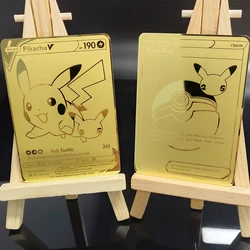 Pikachu – cartes en métal doré pour enfants, Collection de jeux de combat, Pokemon, dessin animé Charizard, cadeau de noël 