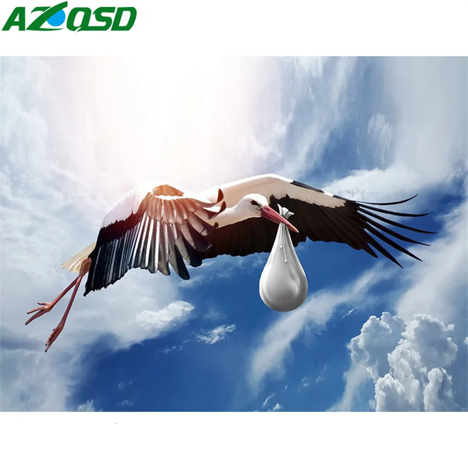 

AZQSD Full Square Diamond Painting Birds Animal Embroidery Cross Stitch Picture Of Rhinestones Gift Needlework Home Decoration