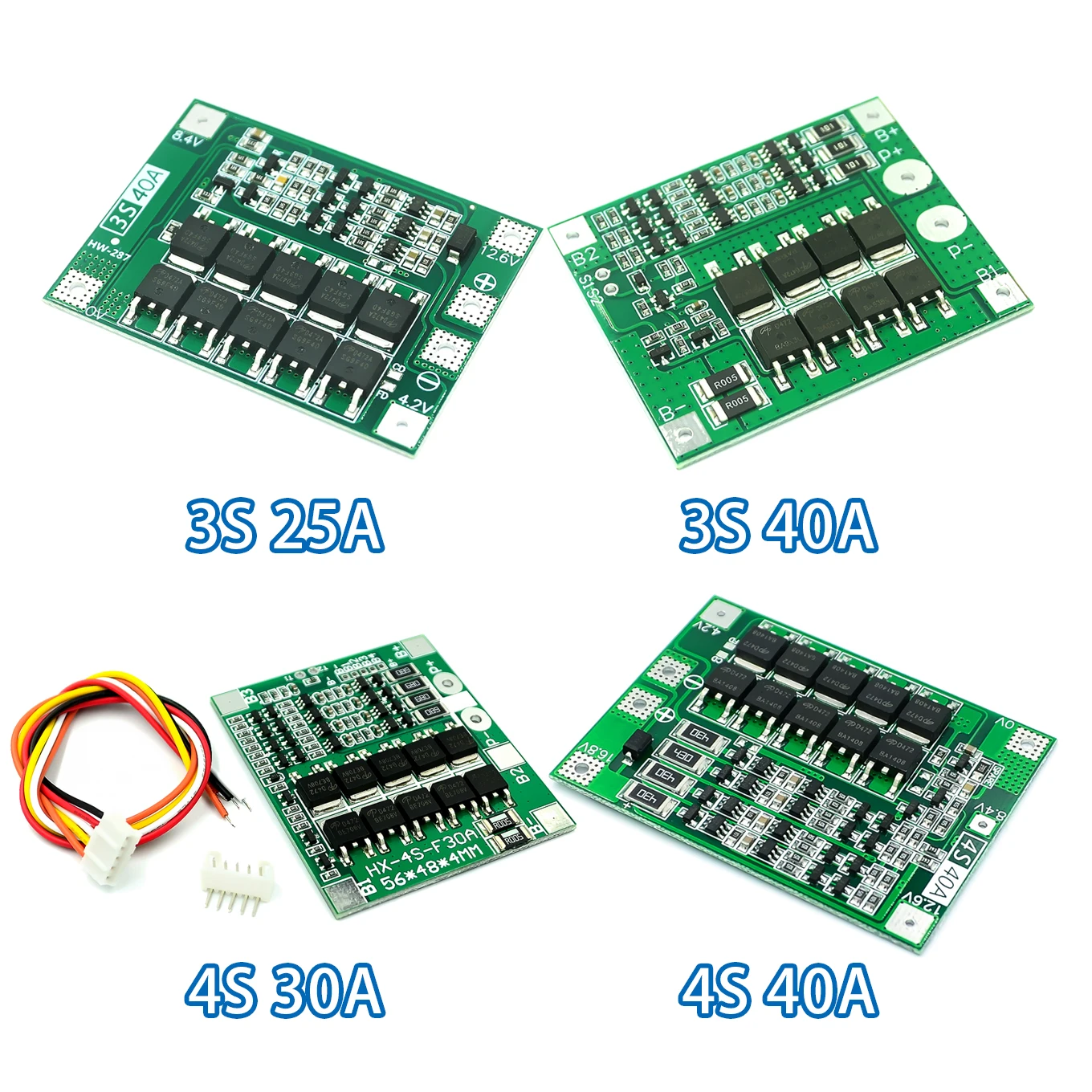 Защитная плата 3S/4S 40A/60A 18650 BMS для зарядки литий ионных батарей двигателя