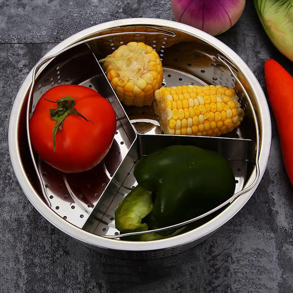 

Separator Trio Separator Set Durable Grid Basket Vegetables Cooking Removable Pot Accessories Practical Divider Stainless Steel