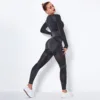 Women Seamless Gym Sets High Waist Gym Mesh Leggings Shirts Suit Long Sleeve Fitness Workout Sports Running Thin Sport Sets ► Photo 3/6