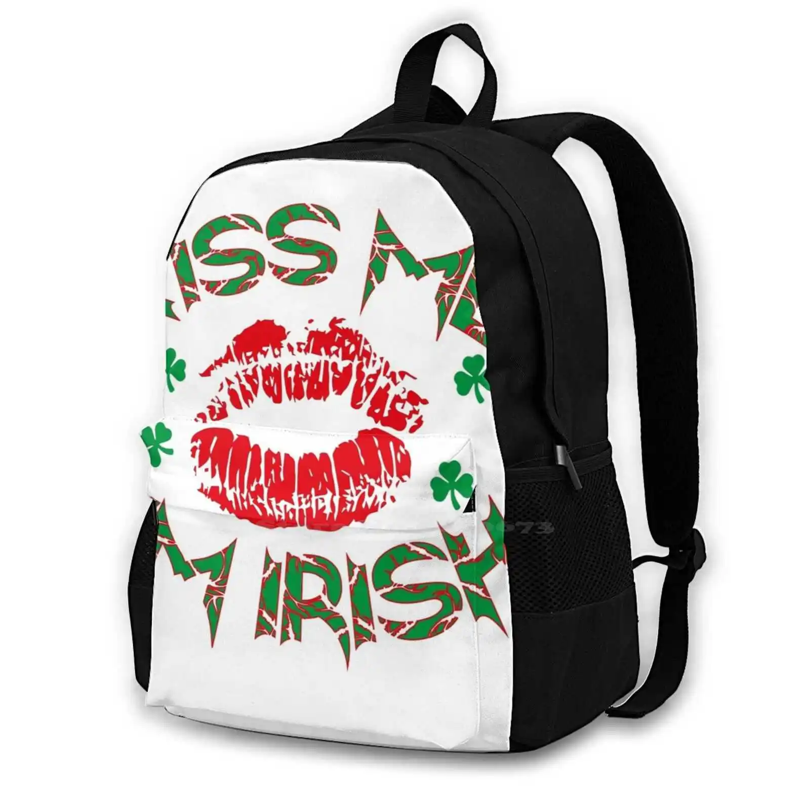 Kiss Me Iɺm Black Irish Day Classic T-Shirt Backpacks For Men Women Teenagers Girls Bags Ireland Iam | Багаж и сумки