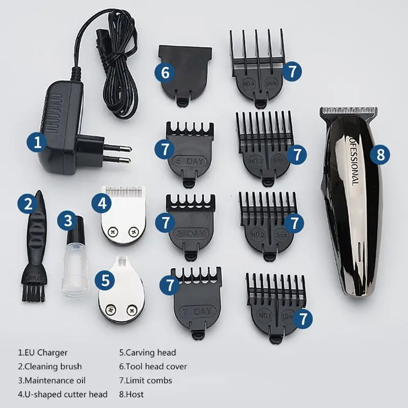 Portable Multifunction 3 in 1 Electric Hairdressing Set Retro Oil Head Carving Men Hair Clipper