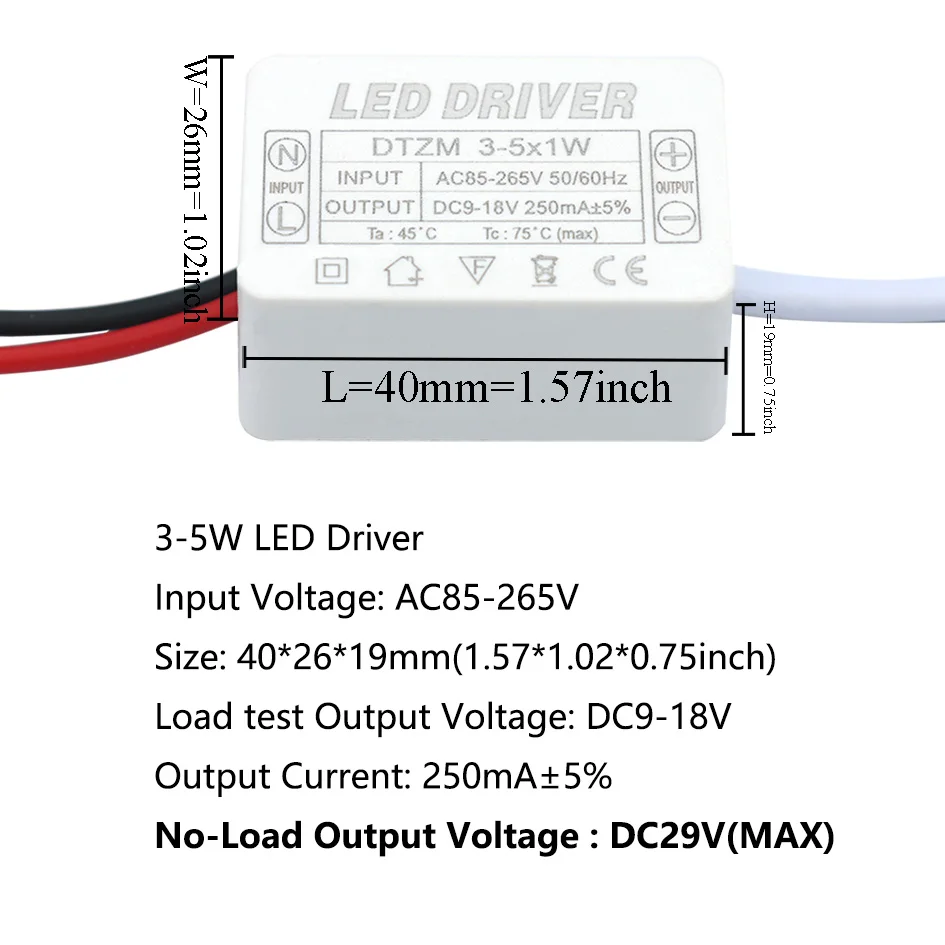 LED-Treiber 250mA 1-3W 3-5W 4-7W 8-12W 12-18W 18-25W 25-36W LED-Netzteil 250mA AC90-265V Beleuchtungstransformatoren für LEDs – Detail 2