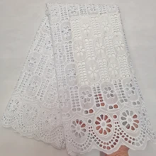 Белая кружевная ткань, высокое качество, швейцарская вуаль, швейцарское кружево, последние африканские хлопковые сухие кружева, нигерийское кружево, 5 ярдов/партия