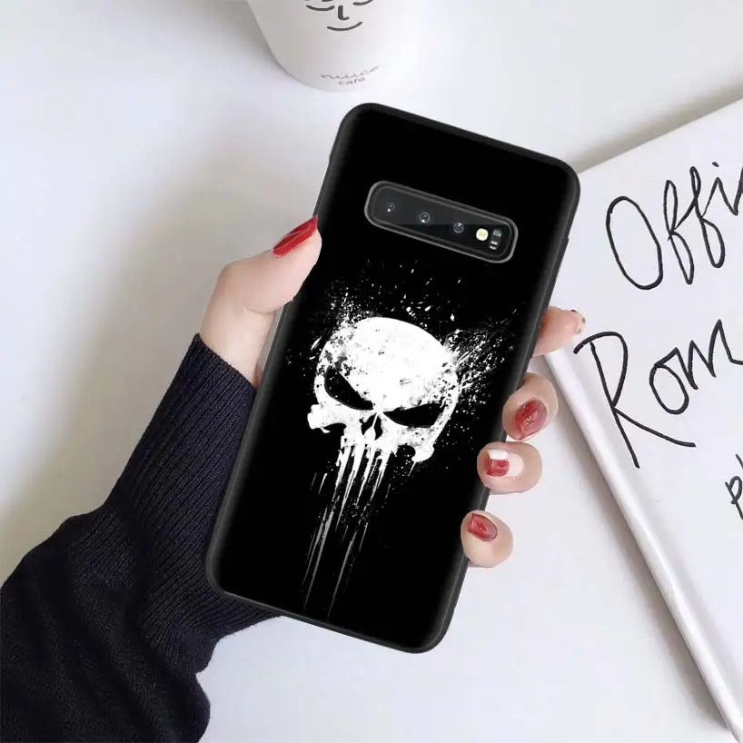 Чехол Marvel Каратель для samsung Galaxy S10+ Plus Lite Note 10 9 8 S9 S8 J4 J6+ Plus S7 S6 черный чехол для телефона