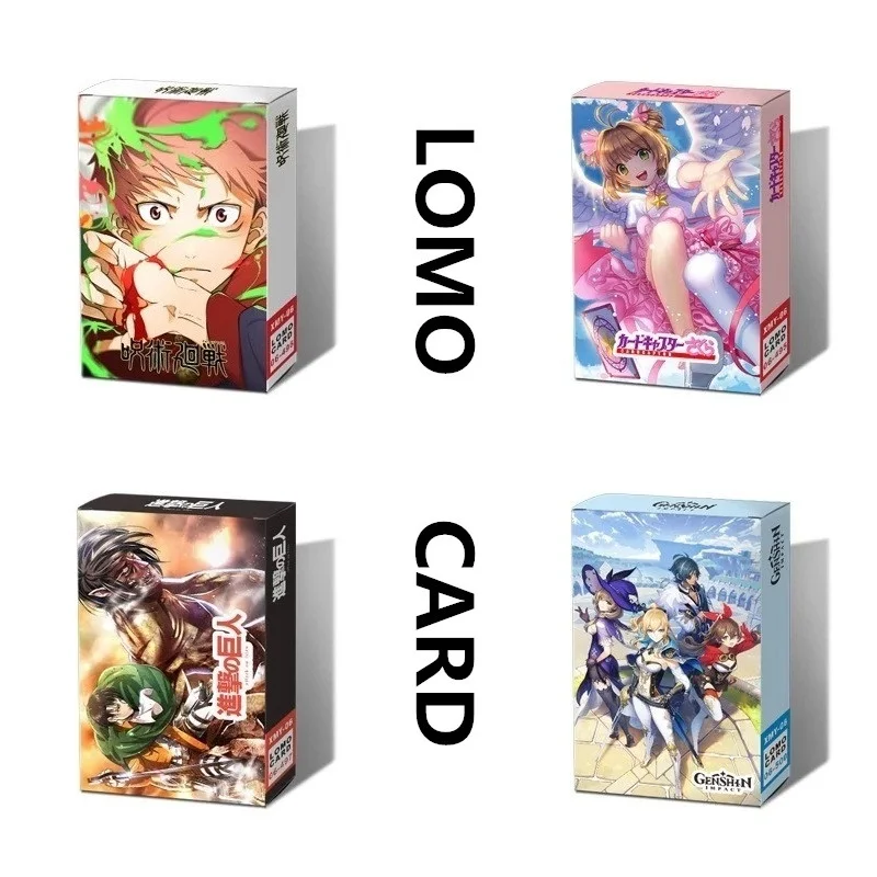 

30 Sheets/Set Anime Game Genshin, Jujutsu Kaisen, Attack On Titan Lomo Card Mini Postcard Greeting Message Card Christmas Gifts