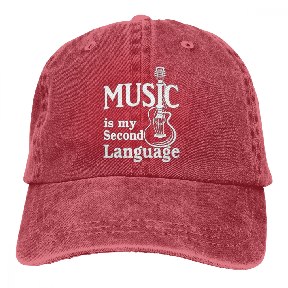 Music Is My Second language Casquette черные унисекс Мужские Женские джинсовые бейсболка с ремешком кепки Регулируемая шляпа для гольфа папа
