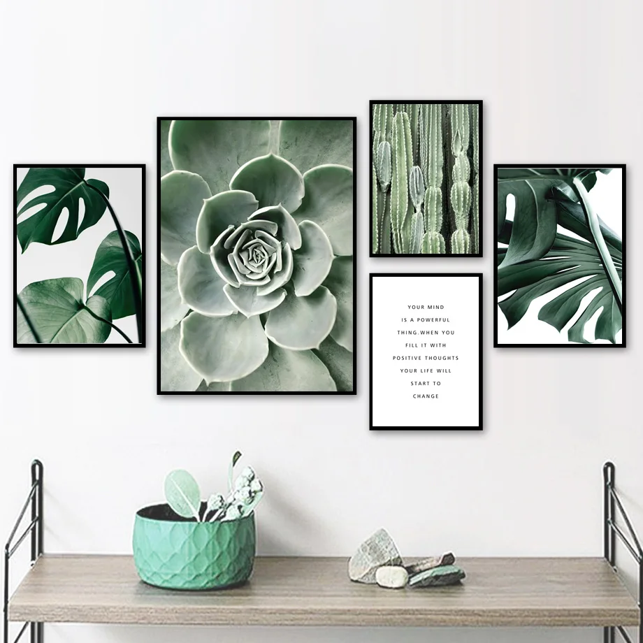 Lion-Tiger-Elephant-Nordic-Vintage-Poster-Green-plants-cactus-Wall-Art-Print-Canvas-Painting-Wall-Pictures