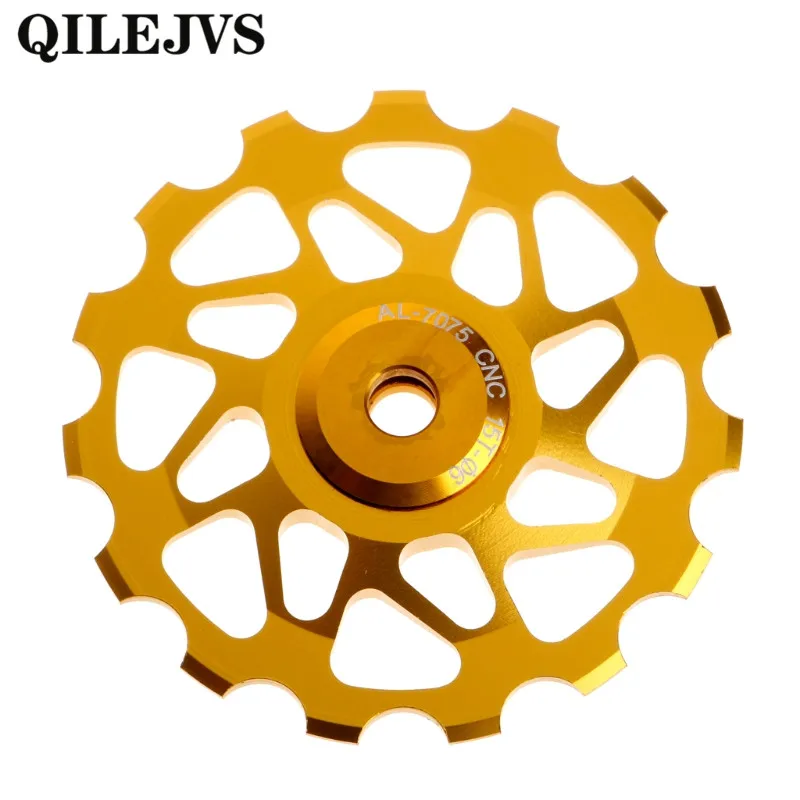 gold QILEJVS велосипедный задний переключатель шкив горный MTB дорожный велосипед герметичные подшипники 15 т колесный шкив whee - Цвет: gold