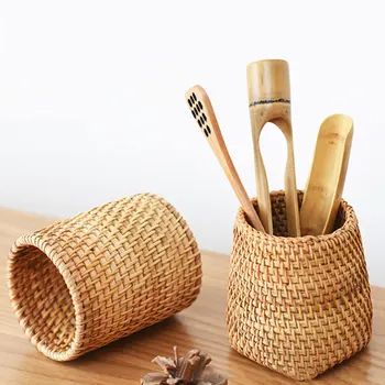 

Rattan Chopstick Tube Table Knife and Fork Tableware Storage Box Household Storage Basket Tea Set Storage Tube