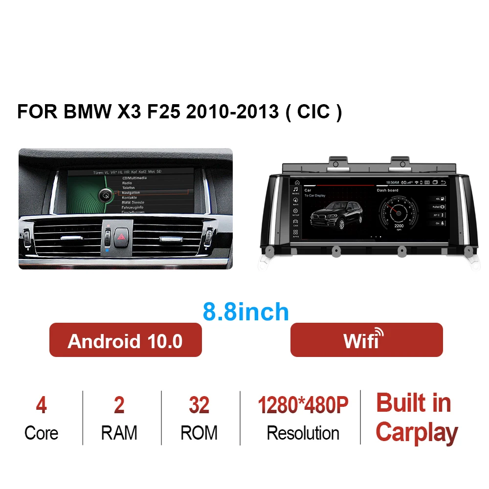 8.8"/12.5" Snapdragon Android 10 Car Multimedia Player GPS for BMW X3 F25 X4 F26 E83 2011-2020 CarPlay Radio Video Screen car movie player Car Multimedia Players