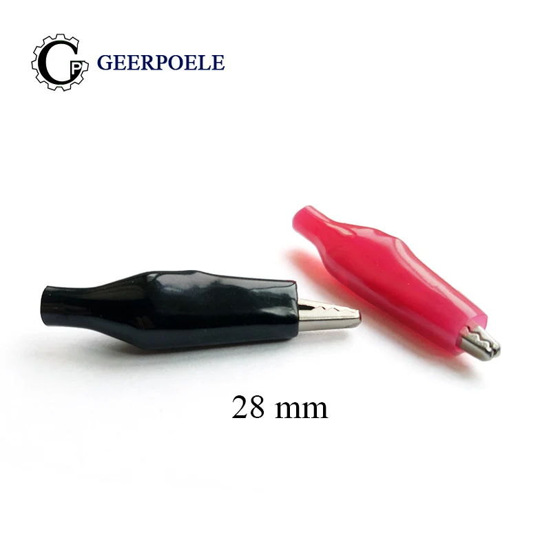 

100 pcs/lot 28 MM Metal Crocodile Clips PVC plastic Cold pressing Iron Alligator Clips Electrical Clamp for Testing Probe Meter