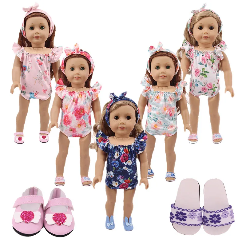 

Doll-Clothes Two-Piece =Swimmingsuit+Bownot for18Inch American &43Cm Born Baby Cute Optional Daily Wear,Our Generation,Gift
