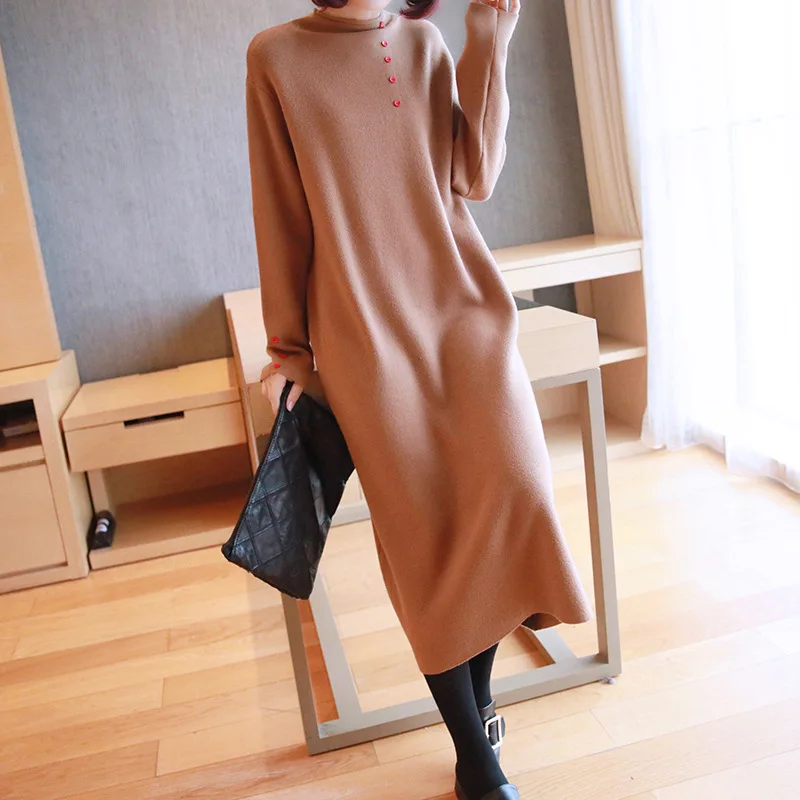 

WOMEN'S Dress Autumn And Winter New Style Jersey Dress Mid-length Large Size Loose Base Sweater Skirt