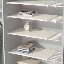 Armário de armazenamento retrátil rack titular armários em camadas partição prateleira cozinha titular do quarto colar tipo organizador telescópico