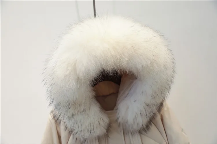 Зимний длинный пуховик для женщин, большой меховой воротник, с капюшоном, белый утиный пух, Длинные парки, пальто для женщин, белая тонкая зимняя верхняя одежда